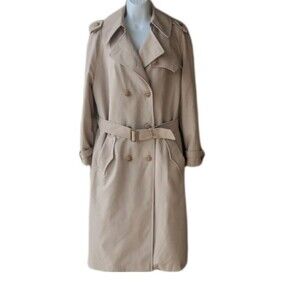 Womens Vintage 1970's Smug Beige Long Trench Coat